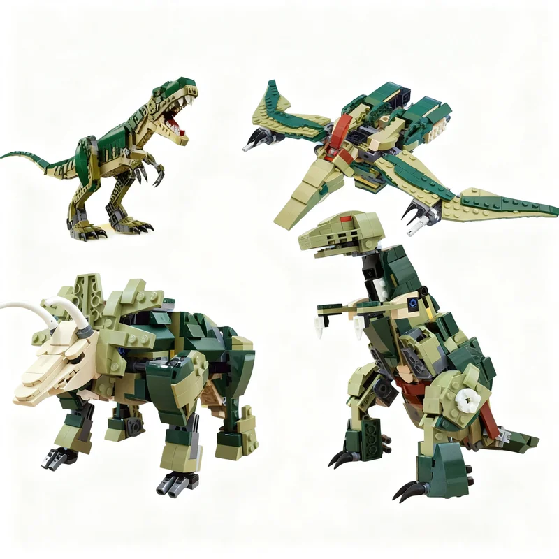1372pcs MOC Team Transformer Dinobots Bundle Grimlock Swoop Slag Alternate Builds Bundlemocs Creator Model Building Blocks Toys