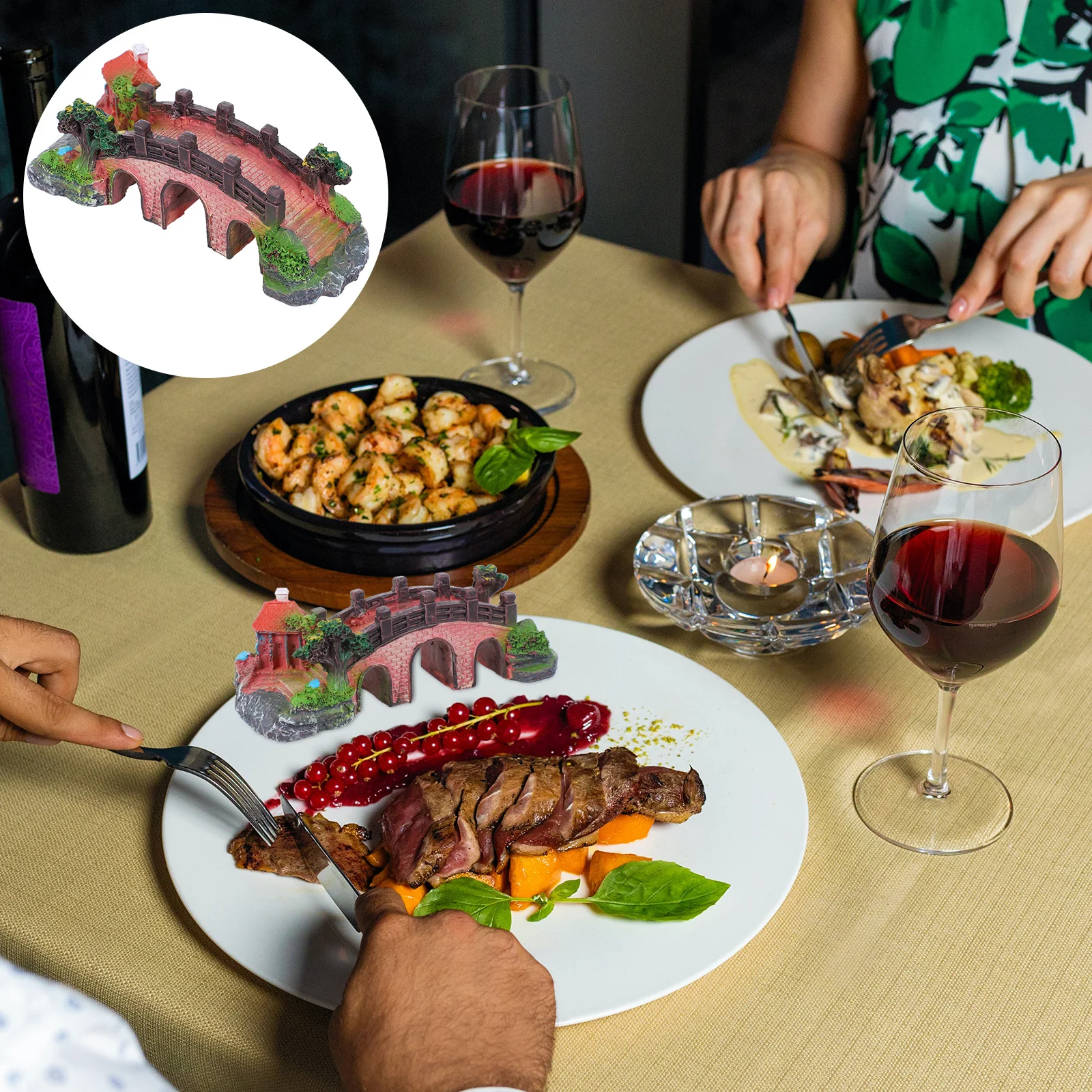 

Pan Decoration Bridge Plate Ornament Dish Adornment Sashimi Tabletop Decor Restaurant Cafe Home Miniature Ornament Accessory