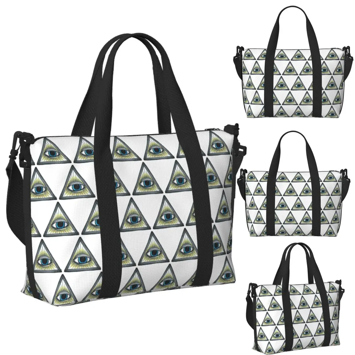 

Custom Eye Illuminati Beach Travel Bag Large Capacity Tote Bags for Gym Sport Women Shopping Duffle Shoulder Bag
