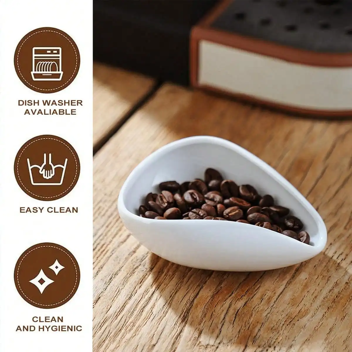 Leeseph Coffee Beans Dosing Cup, Pure White Ceramic Tea&Coffee Beans Vessel, Ceramic Dosing Vessel fit Coffee or Tea, Best Gift