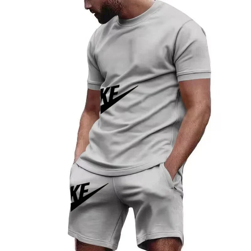 

Summer casual breathable short-sleeved T-shirt + quick-drying shorts two-piece set for men - fitness jogging sports outfit