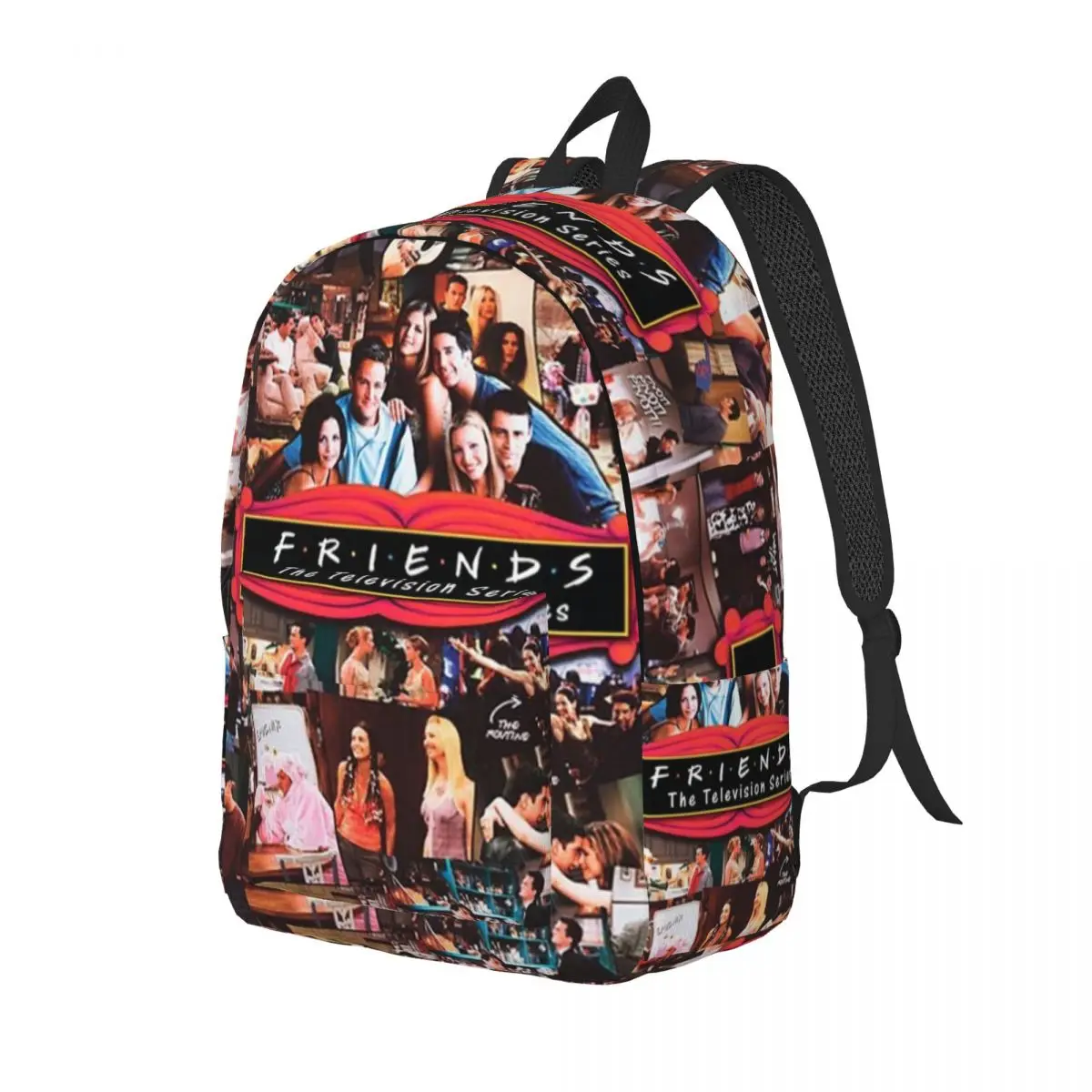 Custom Retro Vintage Friends Collage Canvas Backpack Men Women Basic Bookbag for School College Classic TV Show Bags