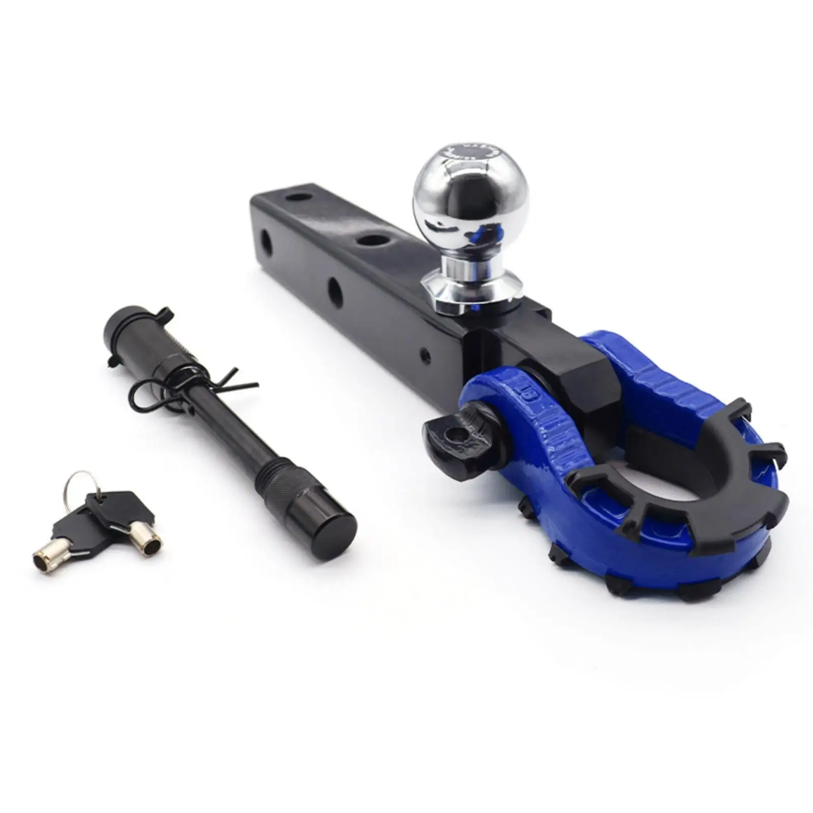 Adjustable Truck Tow Hook Assembly Solid Shank Trailer Hitch Ball with Keys for Reliable Recovery