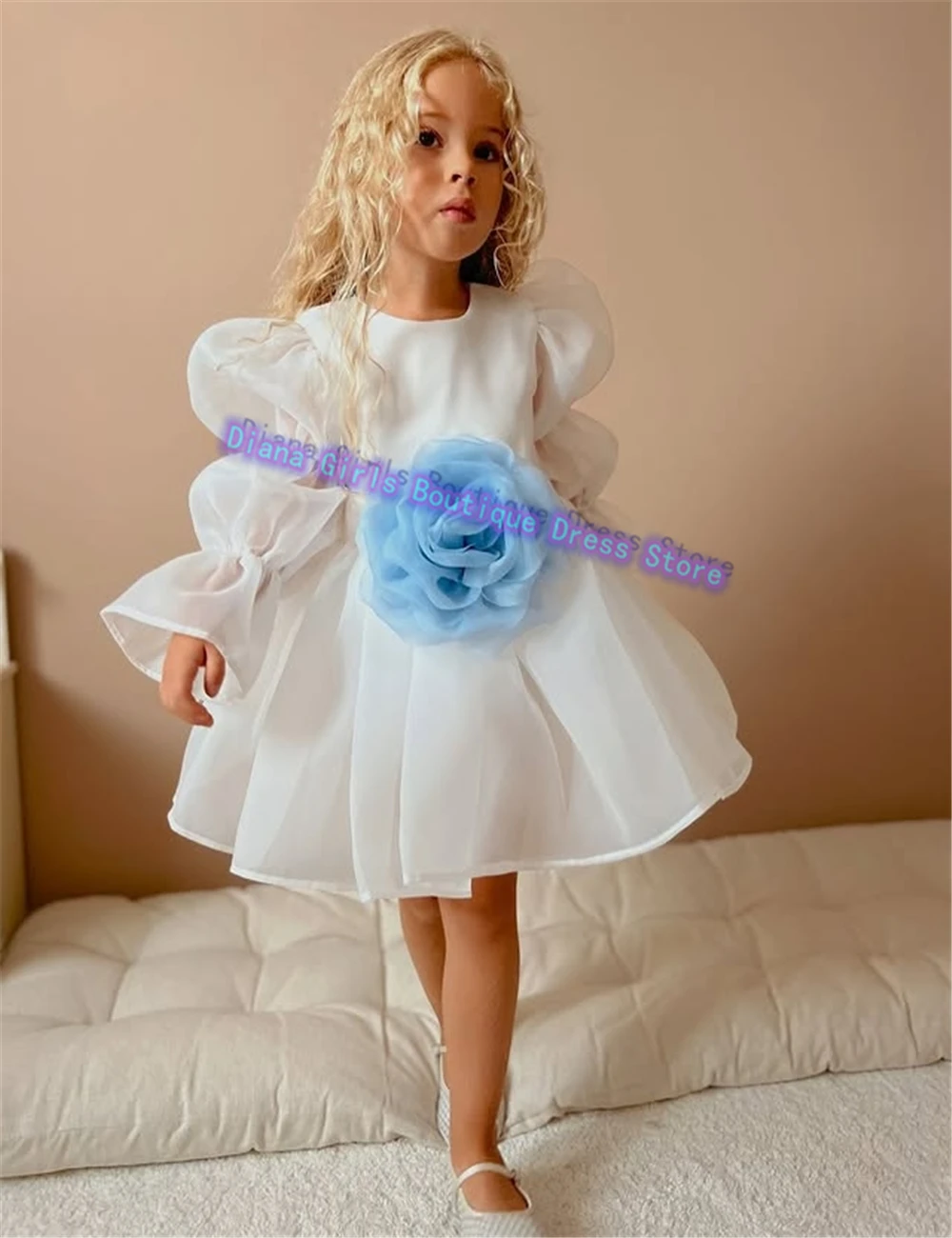 Christmas Flower Girl Dress Cute Appliqué Satin for Wedding Kids Birthday Party Banquet Little Princess Customised Gowns