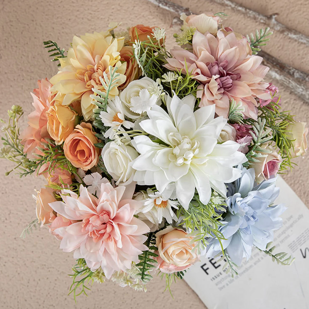 1/5PCS Dahlie Kleine Rosen Kombination Künstliche Blumen Festival Girlande Hochzeit Hause Balkon Dekoration Fotografie Requisiten Diy