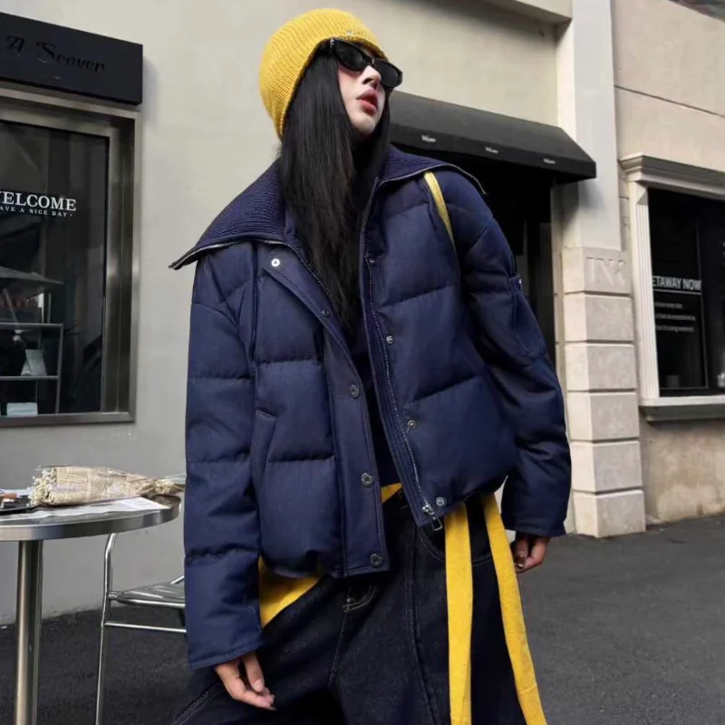 

Women's Short Down Jacket 2025 Winter New Arrival Versatile Knit Collar Fashionable Casual Oversized Warm Coat Trendy