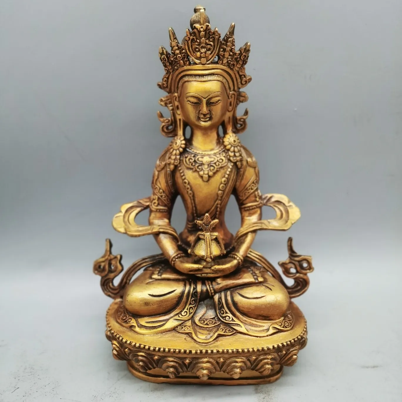 Tibetan Buddhism Copper Green Tara God Godness Kwan-yin Buddha Statue