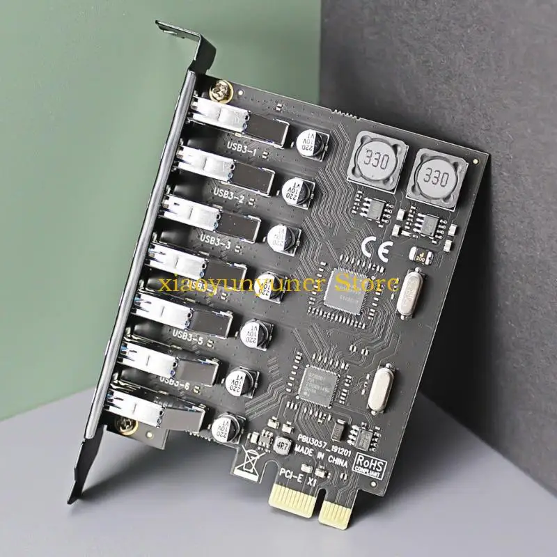 

P9JB USB3.0 PCIE Adapter PCIE to 7 Port USB Expansion Adapter Card USB3.0 PCIe Controller Converter Card for Desktop PC