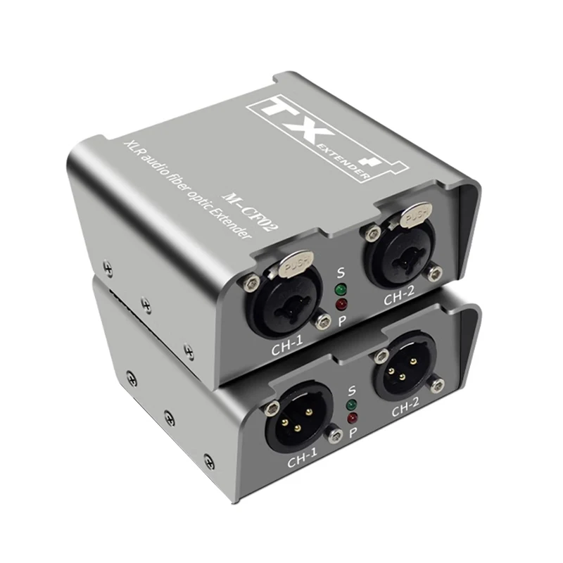 2 Way XLR Audio Fiber Optical Extender Transceiver over SC Fiber Optical cable up to 20km 2 CH XLR Balanced Audio Fiber Extender