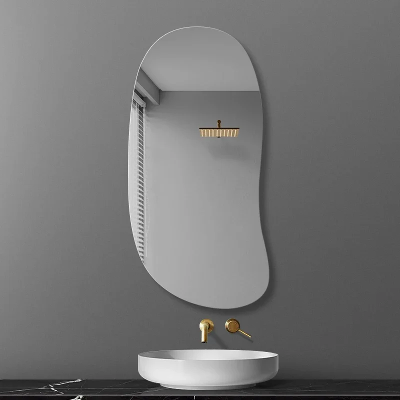 

Toilet Irregular Bathroom Mirror Makeup Table Bedroom Nordic Bathroom Mirror Curved Design Espelhos Com Luzes Bathroom Fixtures