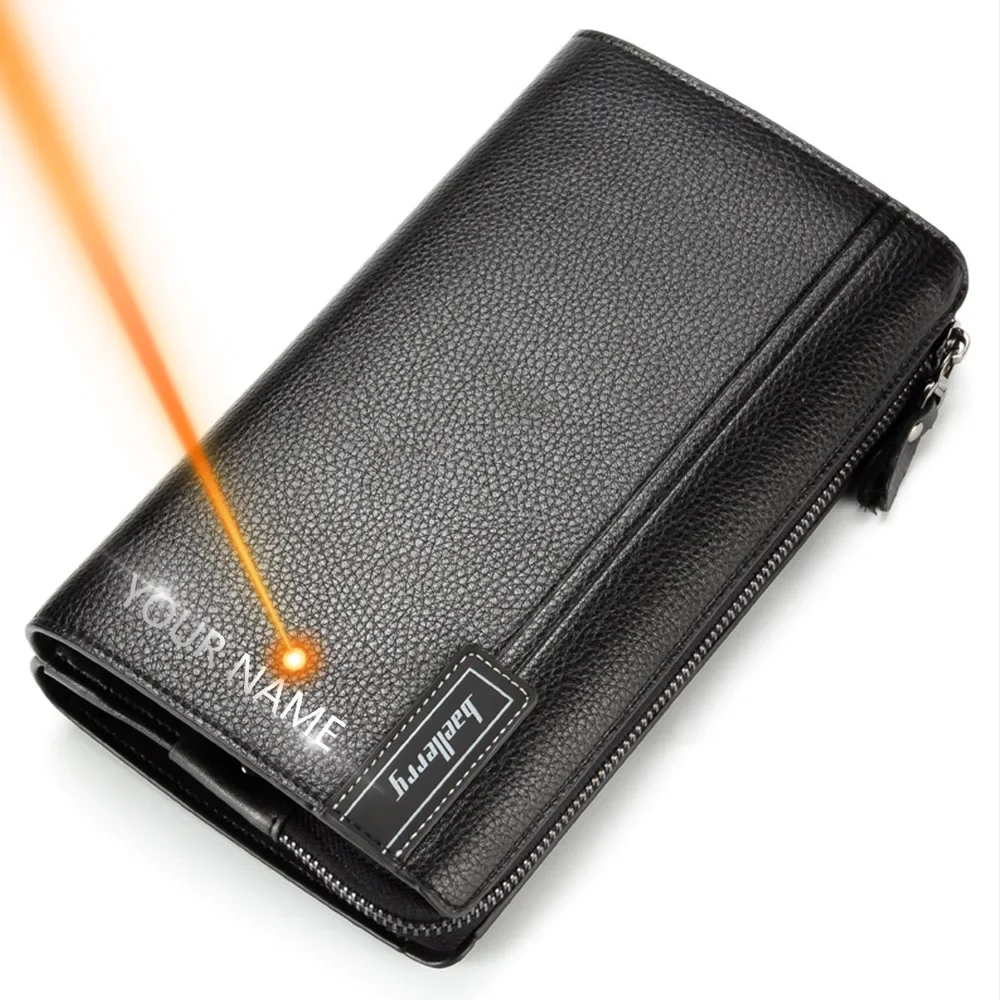 

Custom Name Logo Men Clutch Bag Large Capacity Men Wallets Cell Phone Pocket Passcard Pocket High Quality Multifunction Wallet