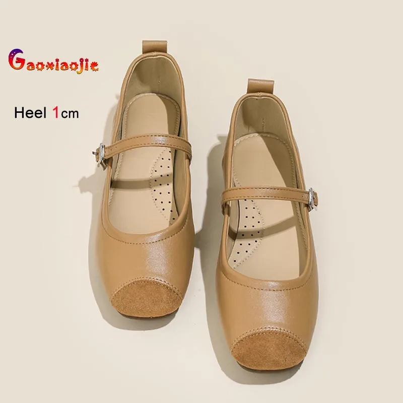 

2026 French Style Vintage Women Single Shoes Comfortable Soft Soled Flat Sole Shoes Ballet Shoes Shallow Mouth Mary Janes Shoes