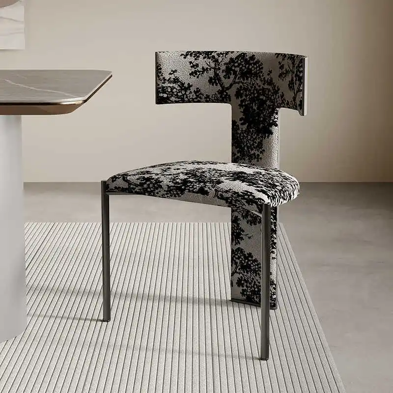 Modern Mid-century Dining Chair Home Kitchen Chair for Small Spaces Vanity Stool with Backrest Living Room Bedroom Accent Seat