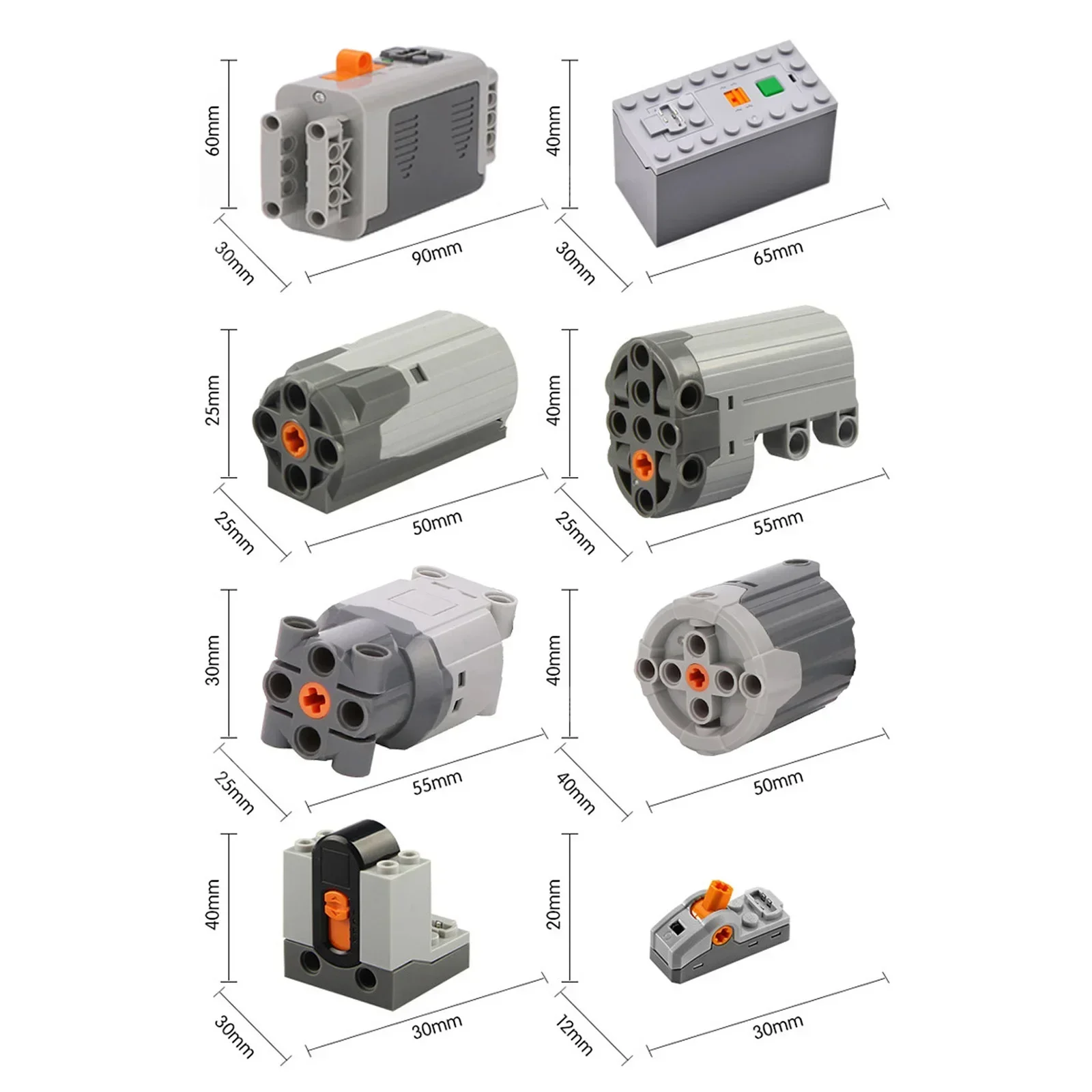 DIY MOC High-Tech Power Function Parts M L XL Motor Battery Box Receiver Control Set Building Blocks  8883 88003 8882 88004 Gift