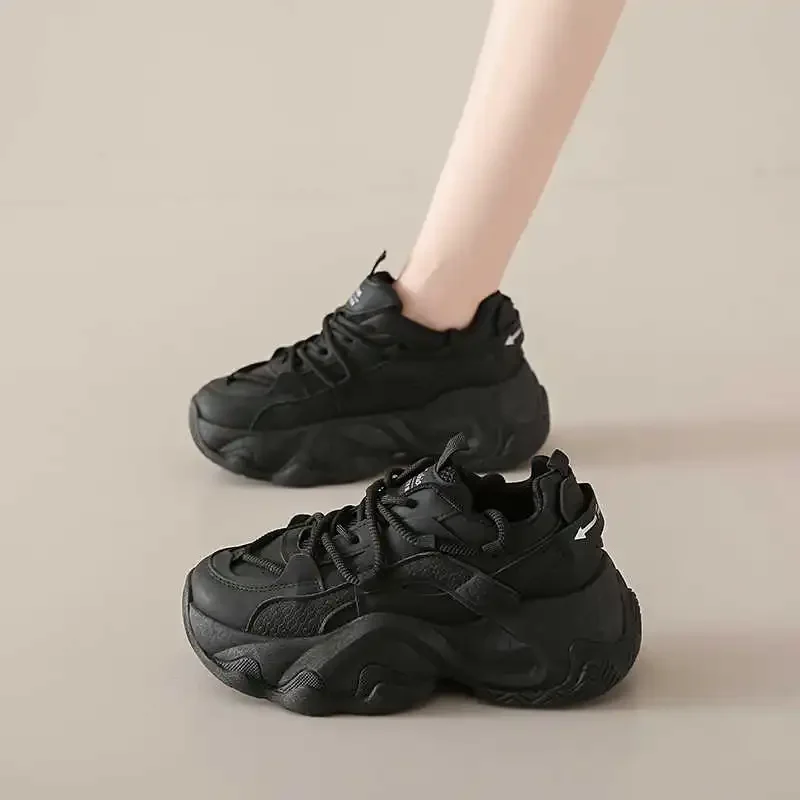 

Кроссовки на толстой подошве со шнуровкой, женские вулканизированные женские черные теннисные радужные туфли, женские спортивные кроссовки высокого качества, Новое поступление