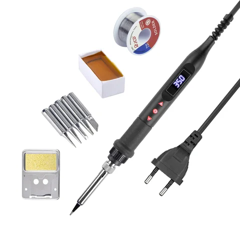 JCD 80W Soldering iron kit With Switch Adjustable Temperature LCD Screen Digital Soldering Welding Tool Solder Iron Tip Rework ﻿
