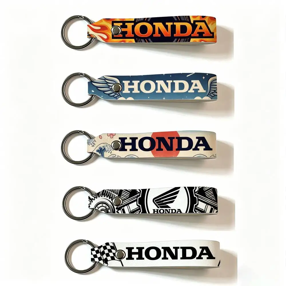 FOR HONDA RACING RIDE PU Leather Keychain Minimalist Key Holder Durable Key Organizer Car Keys Bag Accessories Gift