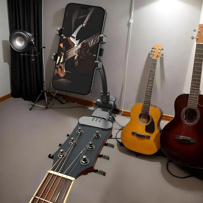 

Phone Holder Guitar Clip Guitar Headstock Phone Clamp Mount Smartphone Stand Multifunctional Cellphone Clip Video Recording Aid