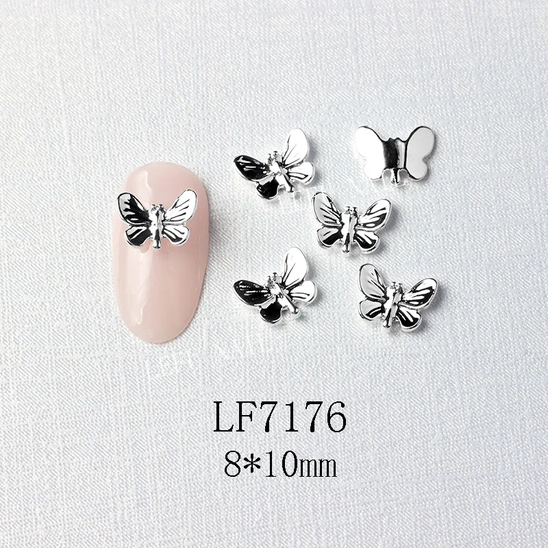 10Pcs Gold/Silber Multi-Designs Nail art Schmuck Charms Weiß/AB Kristall Strass 3D Schmetterling Geformt legierung Nagel Zubehör – Detail 17