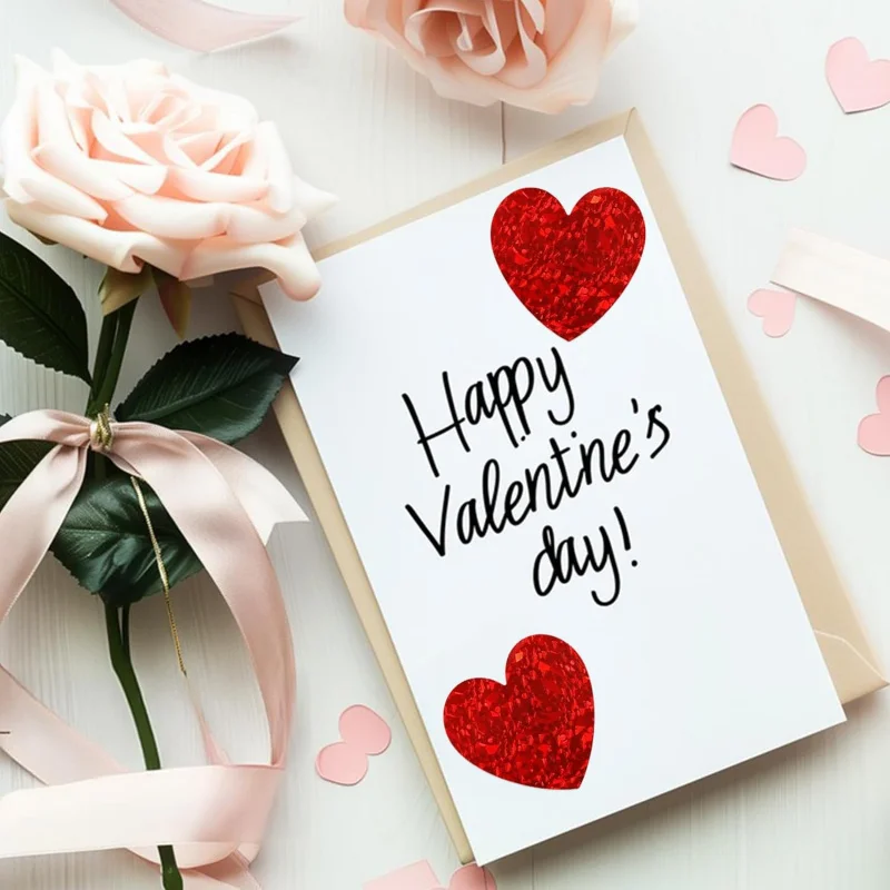Heart Stickers - 500Pcs Valentines Day Heart Stickers, Glitter Red Heart Shaped Sticker for Envelope Seal Birthday Wedding view 5