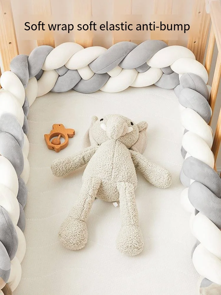 1-3M Baby Bed Bumper Handmade Knotted Braid Weaving Plush Crib Protector Infant Knot Pillow Baby Room Decor 2024 Knotted Braid