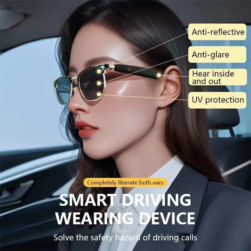 New smart Bluetooth glasses can replace anti blue light sunglasses lenses with smart chip 5.3 Bluetooth glasses DropShipping