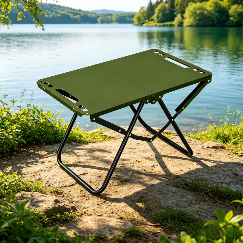 

Green Foldable Tactical Table, Lightweight Portable with Hollow Hangable Edge, for Camping Picnic Beach Outdoor Travel