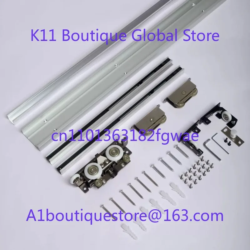 Two-way buffer trackless ghost door invisible track bedroom kitchen partition sliding wooden door hanging slide rail hardware