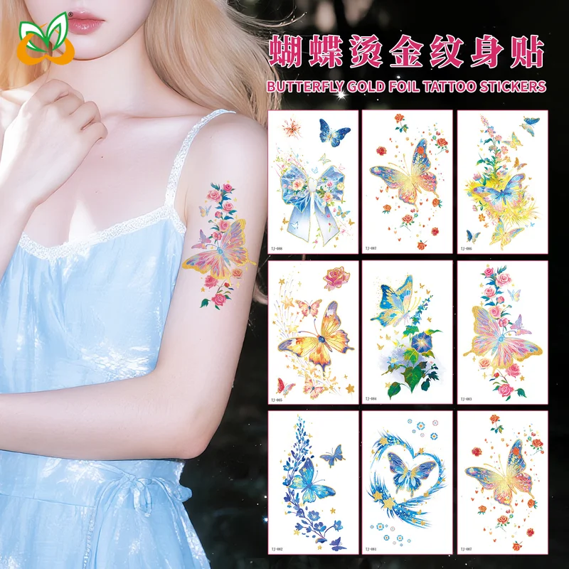 

8PCSHot Stamping Halloween Butterfly Tattoo Sticker Waterproof Sweat Resistant Decorative Tattoo Arm Collarbone Washable Sticker