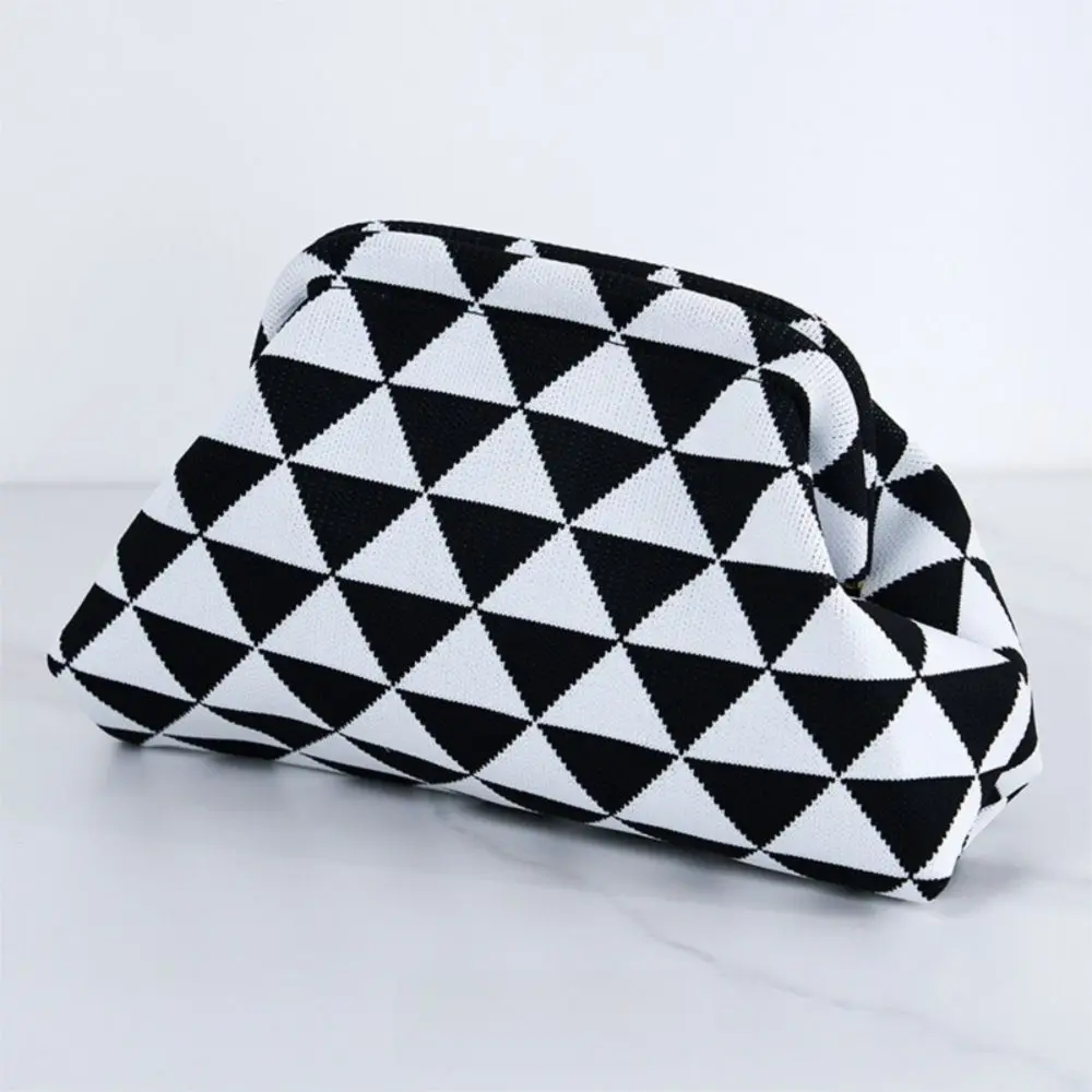 Hochwertige Häkel-Design Strick-Clutch-Tasche, Colorblock Tragbare Kosmetiktasche, Lässige Dumpling-Clutch für Damen – Detail 5