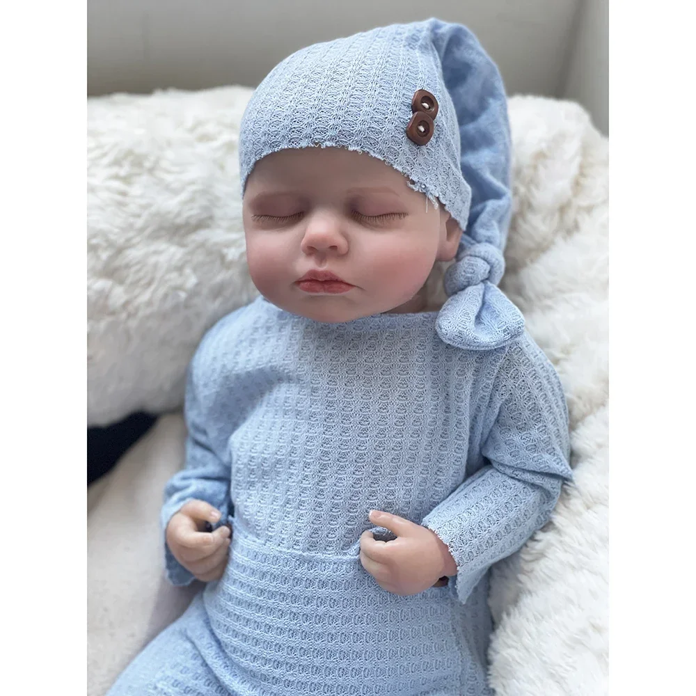 دمية لولو ريبورن مقاس 19 بوصة عيون مفتوحة/مغلقة، جلد ناعم الملمس ثلاثي الأبعاد، شعر مرسومة يدويًا، دمية مرسومة بالحياة