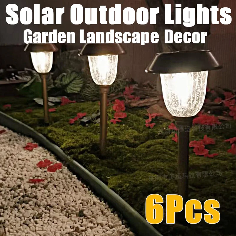 

6pcs Garden Solar Power Light Outdoor LED Lamps Waterproof for Lawns Landscape Path Yard Backyard Patio Gardening Pathway Decors