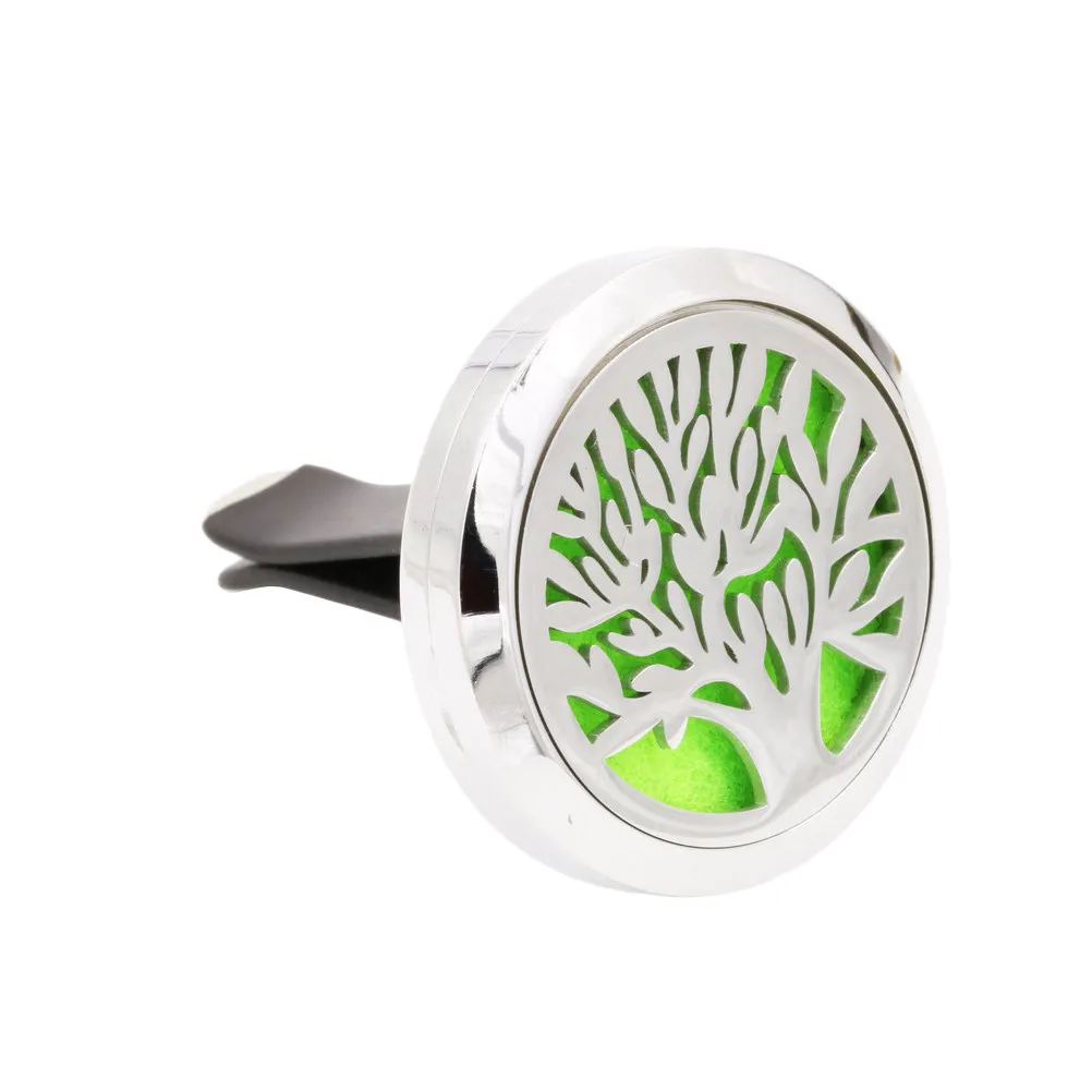 Creative Tree Pattern Car Essential Oil Diffuser Vent Clip Stainless Steel Locket Random Color Mini Aromatherapy Air Freshener