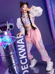 K-PoP Clothes Jazz Dance Costume Set Kids Fashion Sequins Show Costumes Girls Catwalk Fashion Outfits Kids Hip Hop Hip Hop Dance