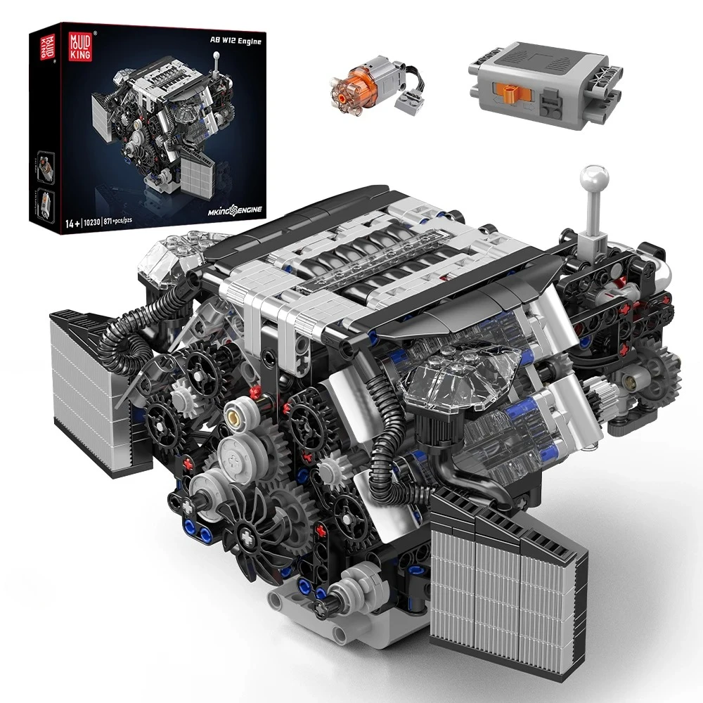 871pcs Stampo Re 10230 Modello di Motore di Auto Building Blocks Motorizzato A8 W12 Motore Tecnico Set di Potere STELO MOC Puzzly Mattoni Giocattolo