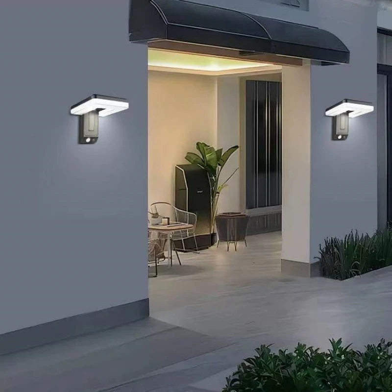 مصباح جداري جديد خارجي مقاوم للماء فيلا فناء مصباح حديقة قابل لإعادة الشحن ضوء مستشعر الباب الخارجي