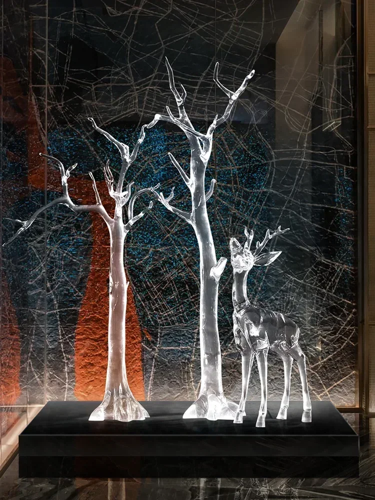 Sell like hot cakes Transparent welcome pine ornament simulation tree trunk resin sculpture entrance living room decoration