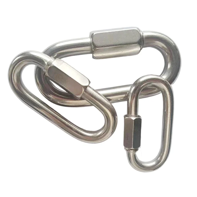 connect hook stainless steel connecting ring quick chain link track climbing mountaineering carabiner insurance buckle M4/6/8/10