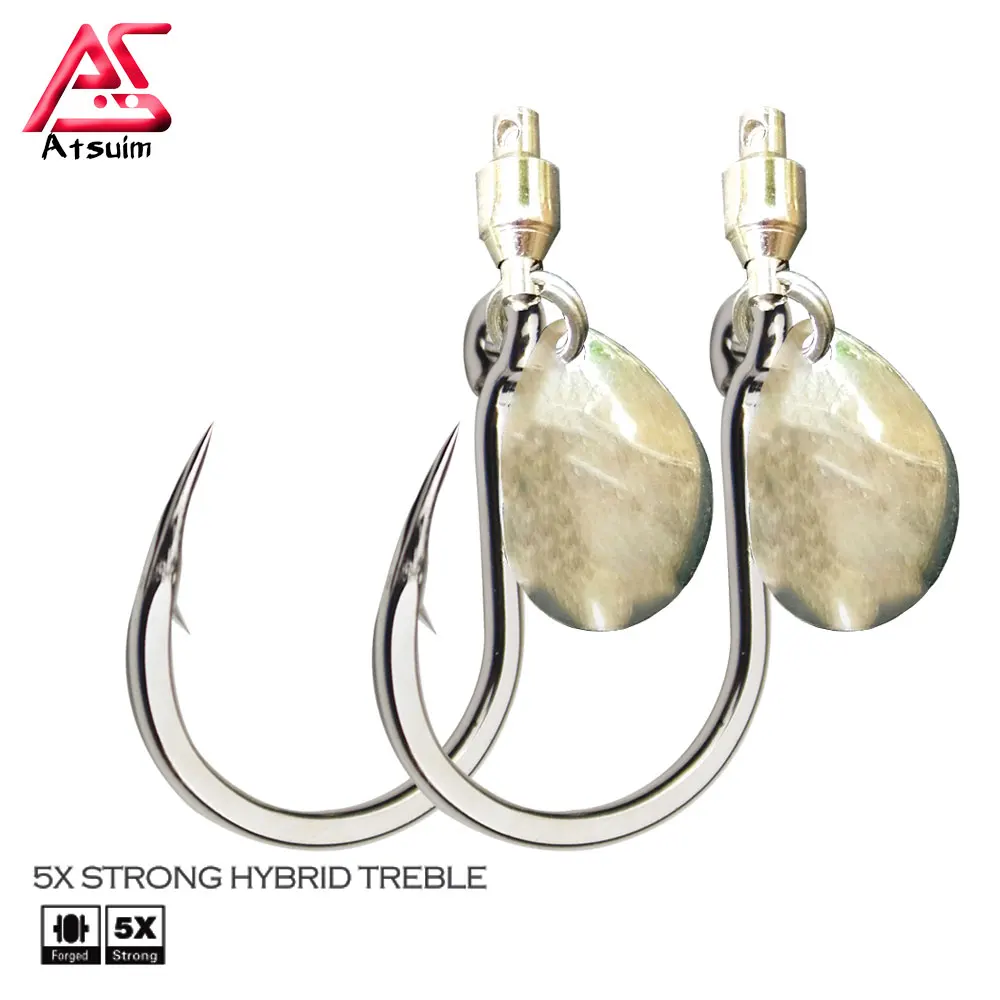 

AS 2 Sets BKK Barbed Jigs Sequin Hooks Stainless Steel Assist Lure Fishing Slow Fast Jigging Strong Strength Carbon Hook Tackle