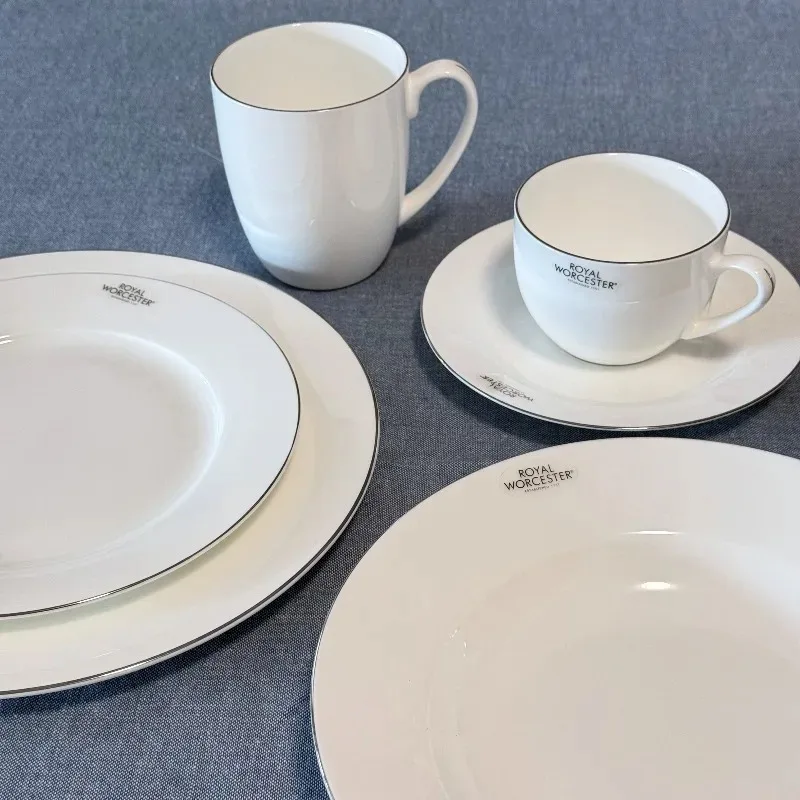 Nordic minimalist platinum bone china tableware set,hotel restaurant Western style steak plate coffee cup,home decor tableware view 3