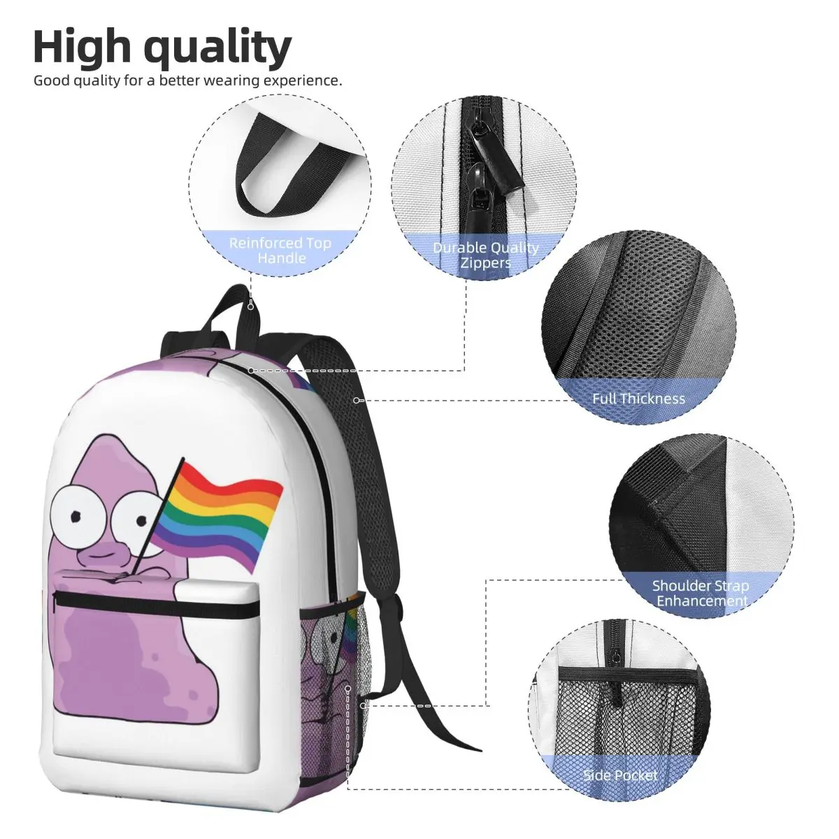Cartoon Solar Opposites Holding Pride Flag Backpack Boys Girls BookBag Kids School Bag Laptop Shoulder Bags for Men Women