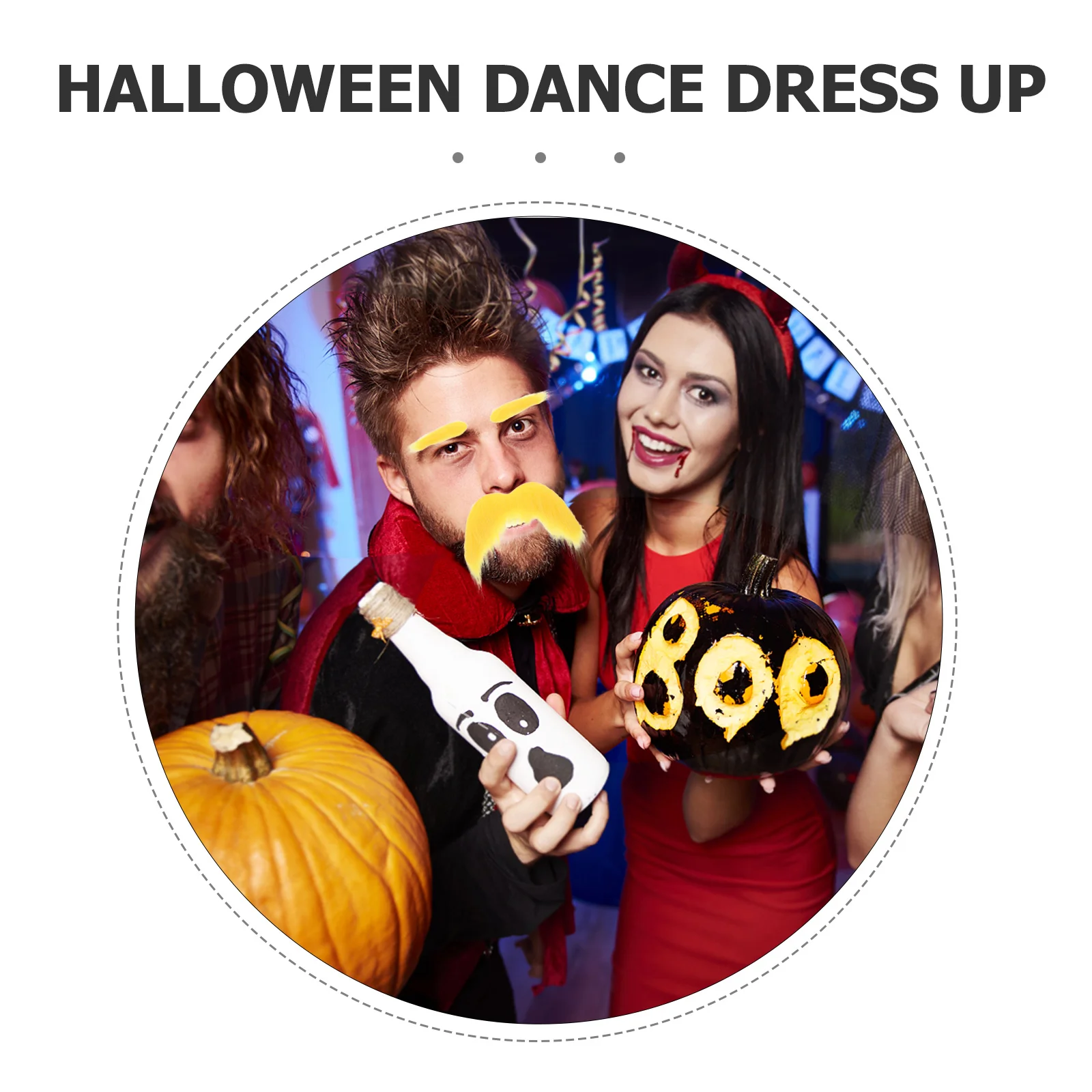 2 set Fake Eyebrows Mustache Kit Synthetic Fiber Realistic Facial Hair For Men Halloween Cosplay Party Photo Booth Props