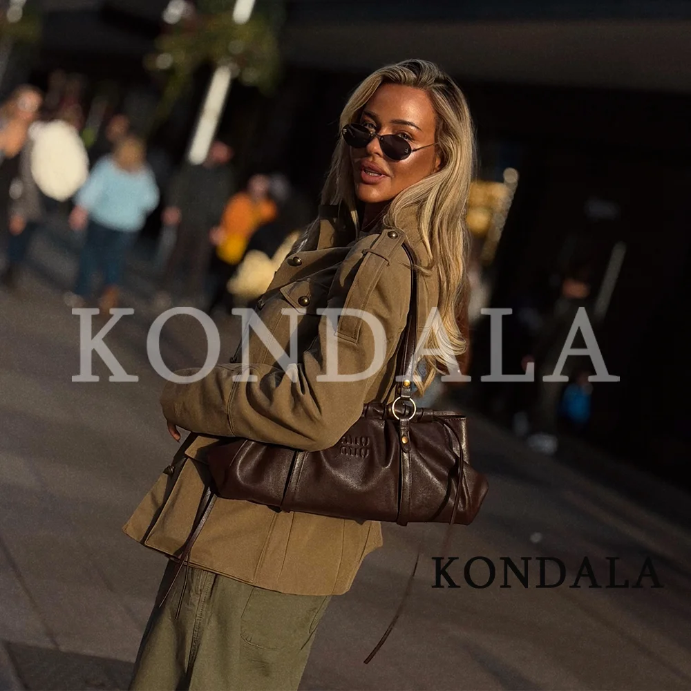 KONDALA Women Fall Vintage Casual Shorts Suit Elegant Slim Stand-Collar Jacket, Mini Shorts 2026 Autumn Trendy Street Style Set