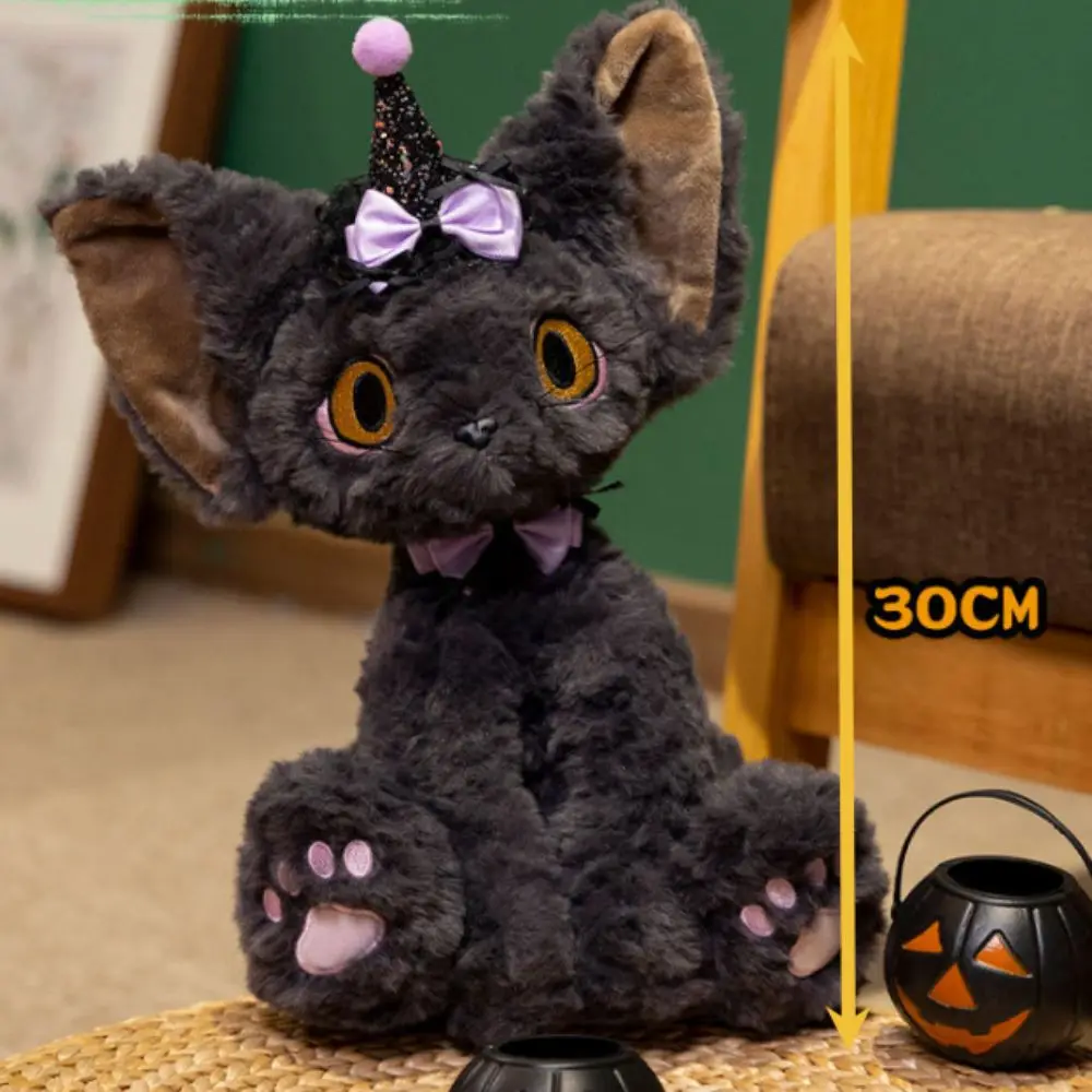 Juguete de peluche de gato Devon Rex estilo Halloween, cesta de calabaza, corbata de telaraña, almohada de Manta Devon Rex, ojos grandes rizados alemanes