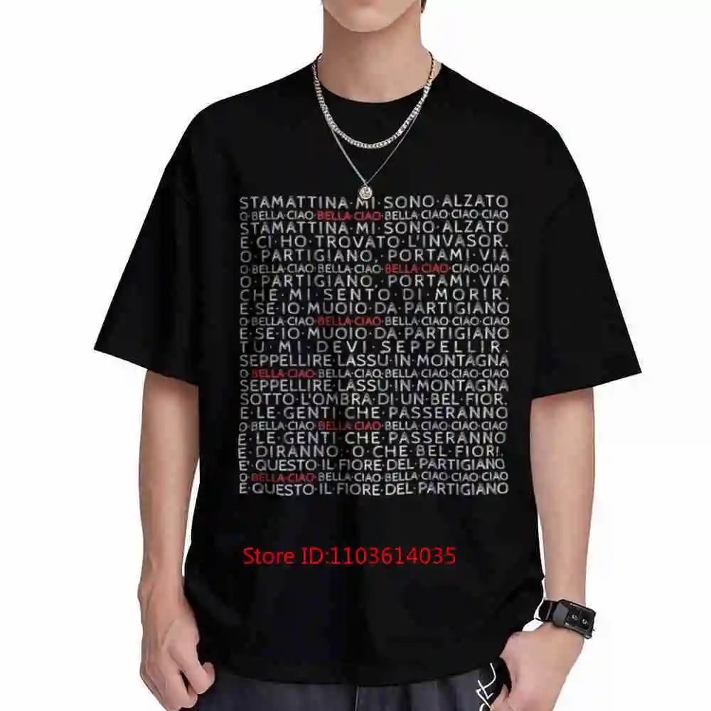 Bella Ciao Italian Revolutionary Rebel Song Guerrilla 1960s Protest Music Short Sleeve Tee 100% Cotton T-Shirt