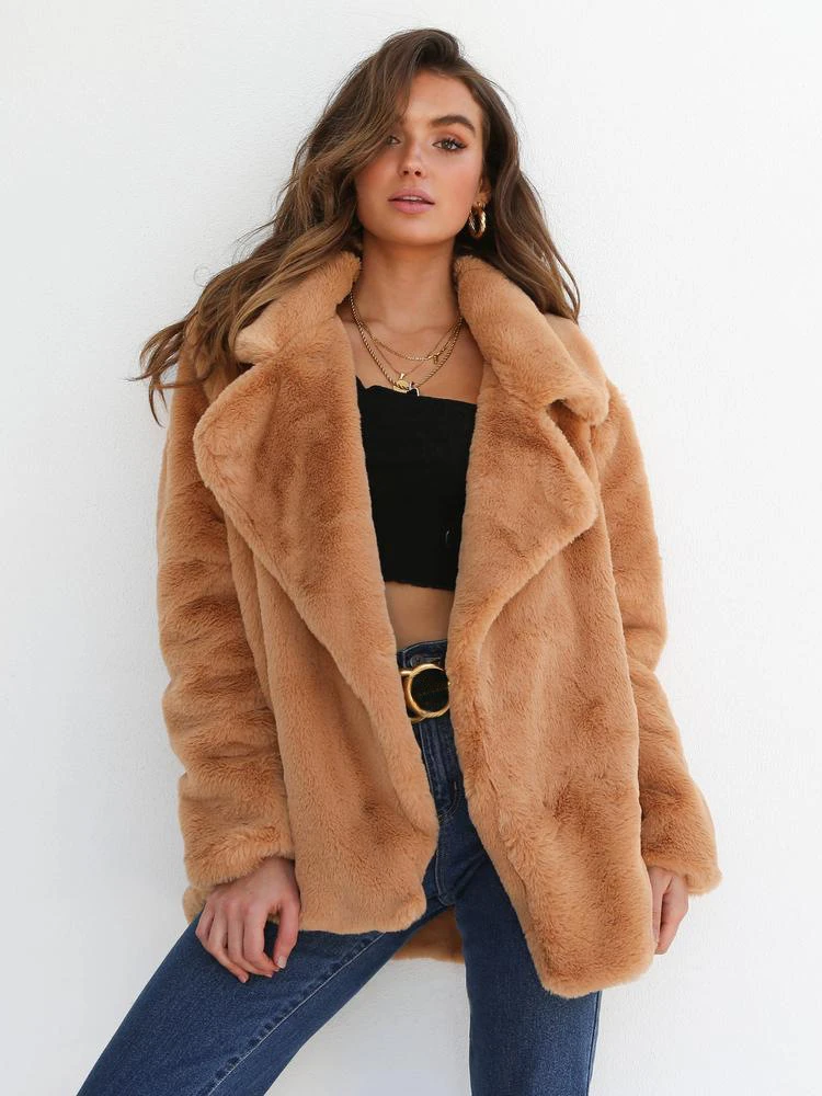 2024 Autumn and Winter New Women\'s Faux Fur Coat with A Loose Collar Elegant and Warm Cardigan Commuting Style Women\'s Coat