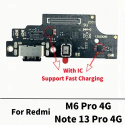 USB Charger For Xiaomi Redmi Note 13 Pro 4G Dock Connector Board Charging Port Flex Cable Replacement Parts