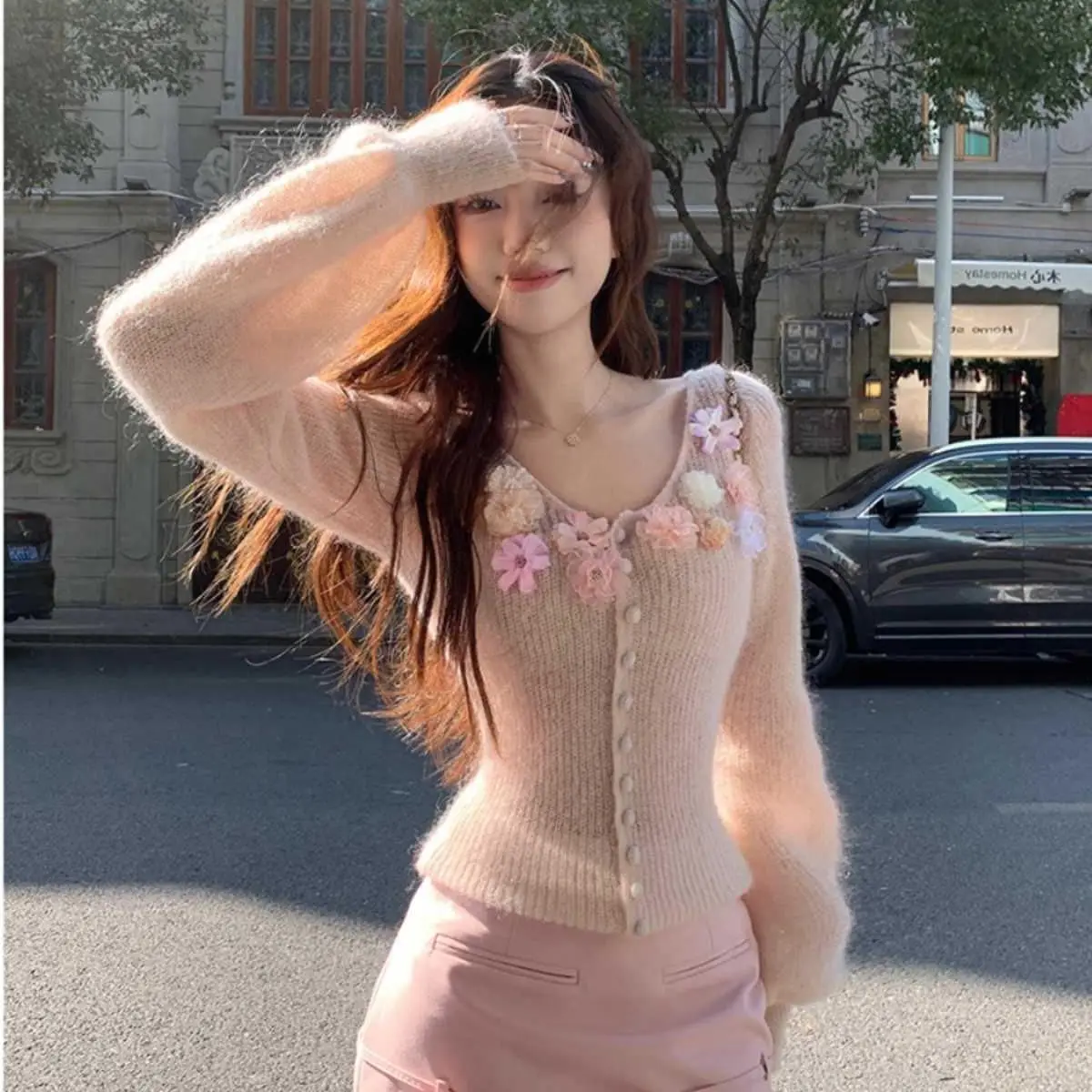 Maglioni Maglioni Cardigan Donna Illusione Fine Nastro allentato Finiture aderenti Stile francese Elegante Chic Romantico Femminile Delicato OL