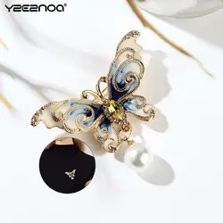 Women Crystal Enamel Insect Brooches Pin Jewelry Party Jewelry Gift Rhinestone Pearl Butterfly Brooch Pins Fashion