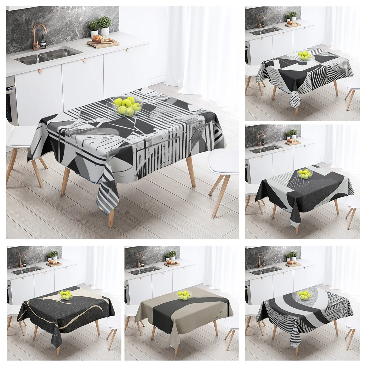 

Nordic Minimalist Geometric Tablecloth 140X200cm Machine Washable Ins Style Dining Tablecloth Household Living Room Decorative